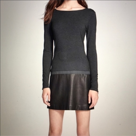 Theory Keiran Classical Black Drop Waist Lambskin Leather Dress Size Small Women - Picture 1 of 11